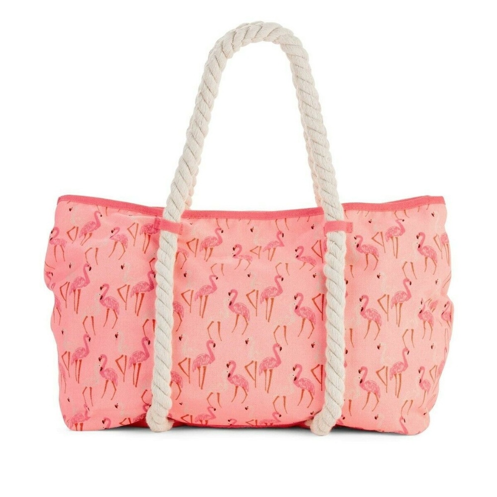 No Boundaries Coral Rope Tote Beach Bag New